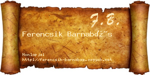 Ferencsik Barnabás névjegykártya
