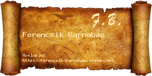 Ferencsik Barnabás névjegykártya